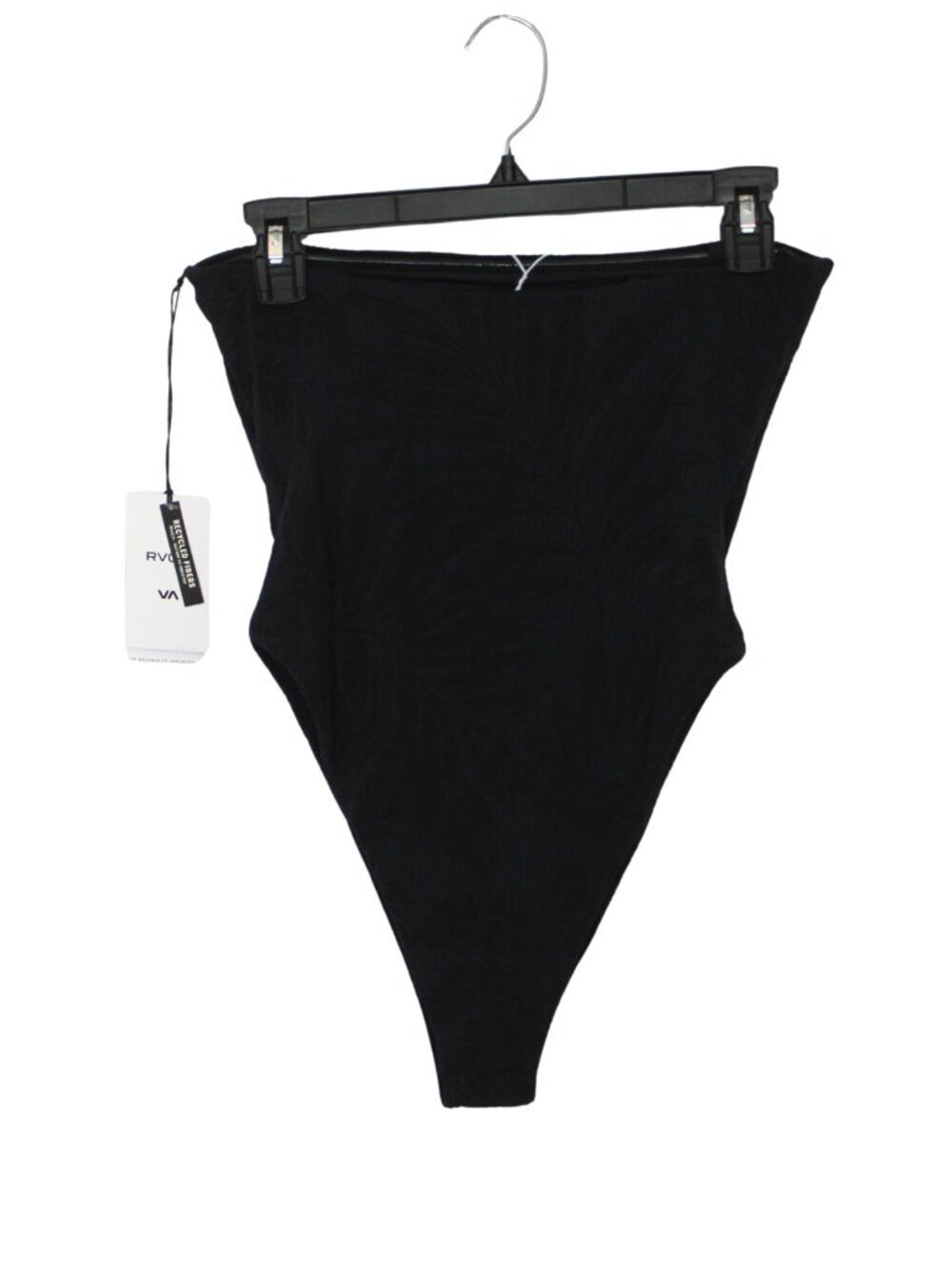 RVCA women's one piece swimsuit size S black texture palm print strapless beach - Picture 10 of 13